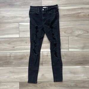 Levi's Black High Rise Distressed Super Skinny Jeans